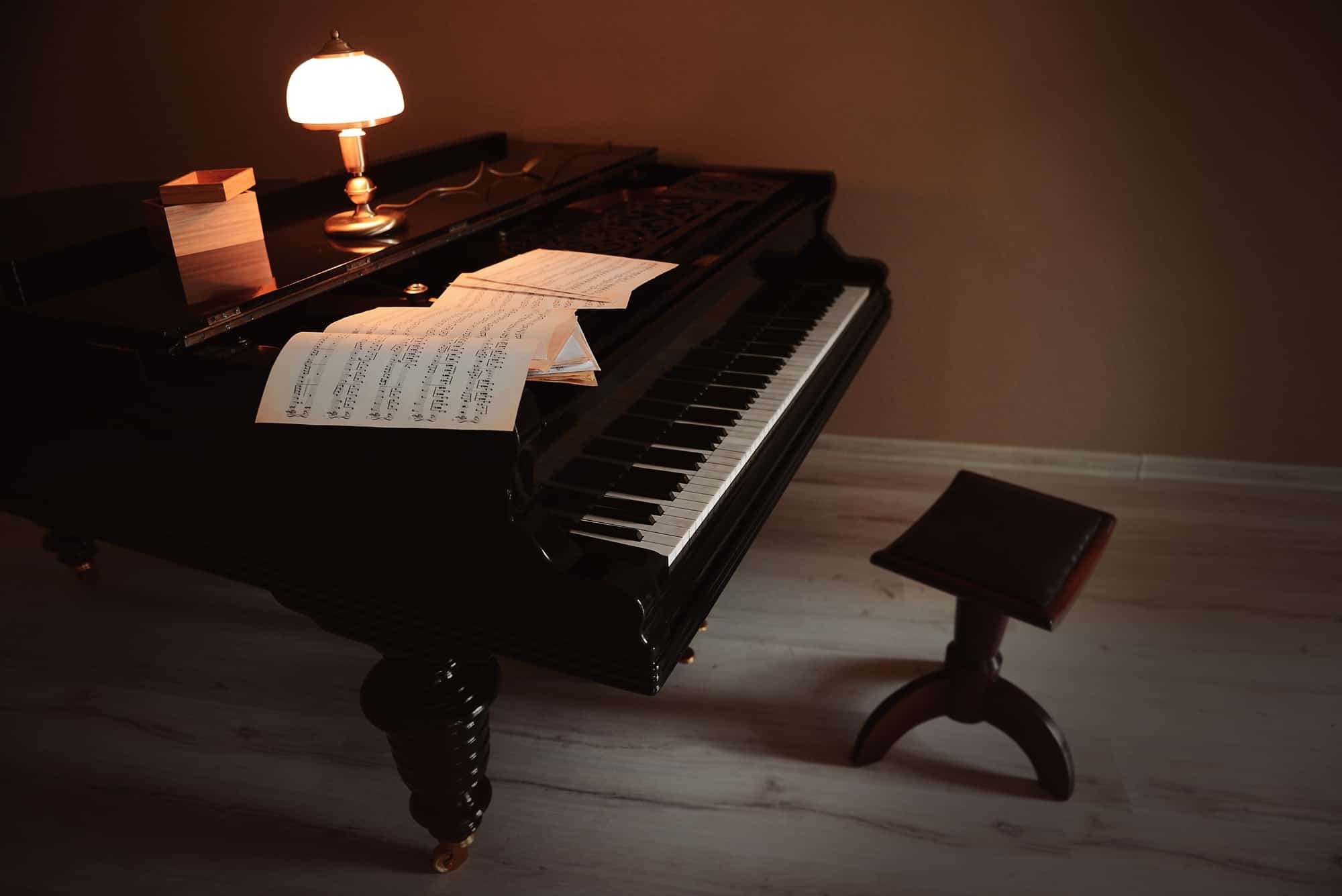 Lamps On Piano In Living Room